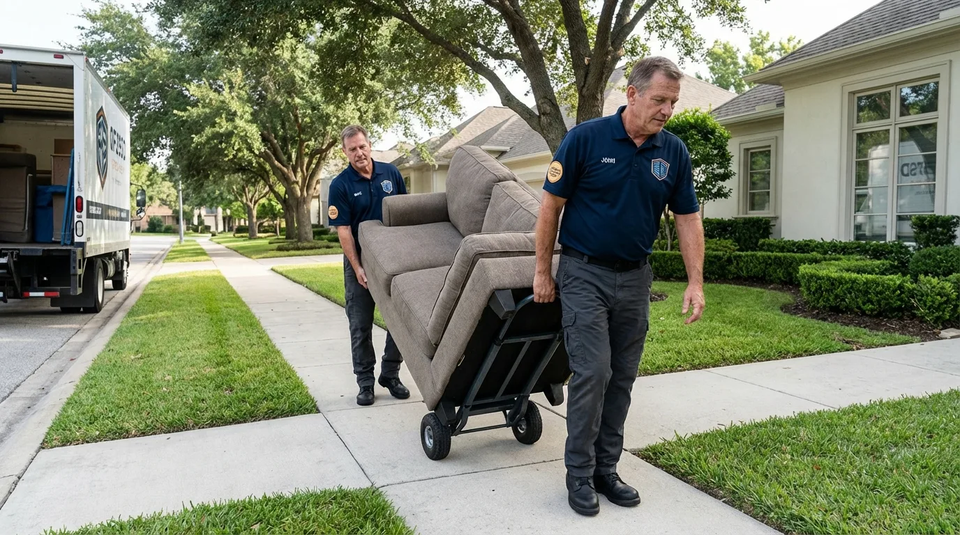 Local residential moving crew loading furniture in Dyer, IN